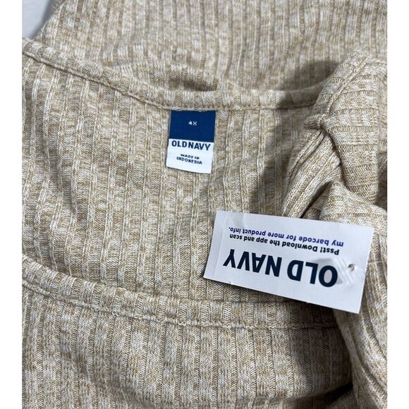 Old Navy Fit & Flare 4X Rib-Knit Long-Sleeve Dress Oatmeal Heather Beige NWT - Picture 2 of 5
